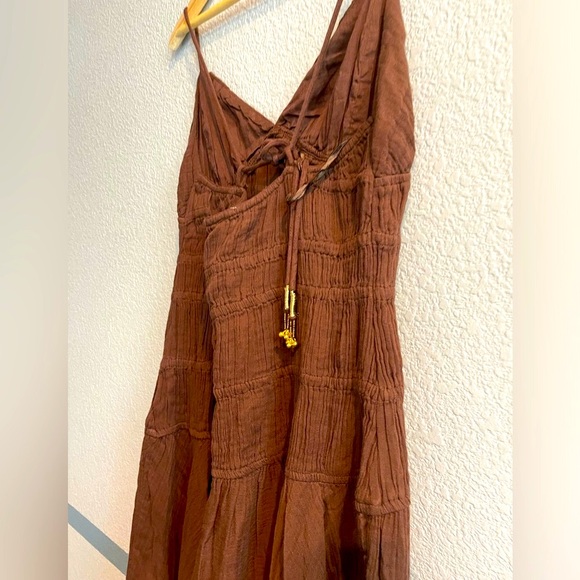 NWNT Free People Verbena Midi Dress  asymmetrical hem in chocolate Brown SZ S L - Picture 11 of 14
